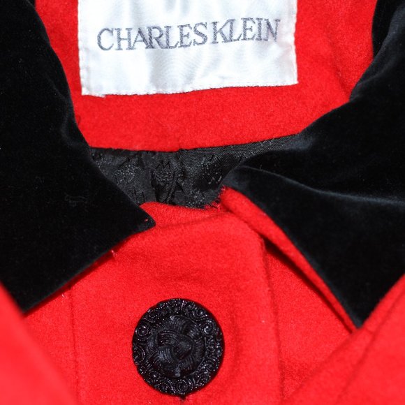 Charles Klein Red Wool Trench Coat - Picture 12 of 12